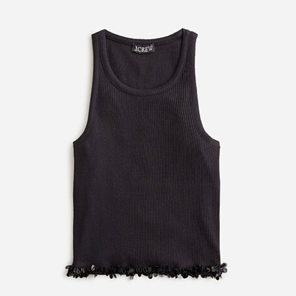J.Crew Cropped vintage rib cutaway tank top with sequins